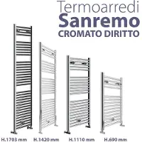 Lazzarini TERMOARREDO "SANREMO", rechte Ausführung, Chrom, Höhe 1703 mm, Breite 550 mm, Tiefe 500 mm