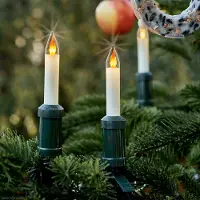 Hellum Lichterkette Weihnachtsbaum LED Filament mit Flammeneffekt, außen 15 teilig, Germany, Schaftkerzen 845617