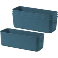 Sonstiges Aufbewahrungsboxen mit Griffen, 4 Stück, Marineblau, Kunststoff, stapelbar