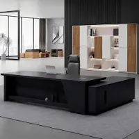 Sonstiges L-förmiger Schreibtisch mit Stauraum 140x60x75cm Schwarz-Weiß