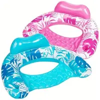 StarTech.com Aufblasbare Poolliegen - 2er-Set für Erwachsene - Getränkehalter - PVC - Blau-Rosa