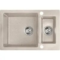 Laveo BADLAND Spülbecken Granitspüle 1,5 Becken Celia 44x65 Beige | Siphon im SET!