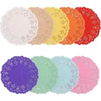 OEM Allecto Plus – Set mit 180 Tortenplättchen, 88 mm Durchmesser, in verschiedenen Farben, Spitzenpapier-Serviettenringe für Hochzeits-, Party- und Dekozwecke, sowie für Geschirr und Tischdekoration.