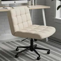 StarTech.com Bürostuhl - Schreibtischstuhl - Breite Sitzfläche für Schneidersitz - Ergonomisch - Höhenverstellbar - 360° drehbar - Mit Armlehnen - Rollen - Beige Leinen