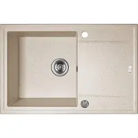 Laveo BADLAND Spülbecken Granitspüle Einzelbecken Megalo 50x78 Beige | Siphon im SET!