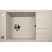 Laveo BADLAND Spülbecken Granitspüle Einzelbecken Pionier 50x78 Beige | Siphon im SET!