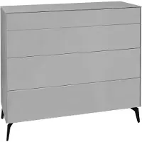 Mäusbacher Kommode Imola auf Metallfüßen kreidegrau Lack / Glas Sideboard 121 x 102 cm