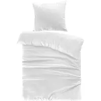 Padiro Bettwäsche-Set 2-teilig für 1 Person - 140 x 240 cm + 60 x 70 cm - Baumwollsatin - Weiß - klassisches Satin-Streifendesign