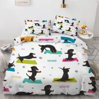 Sonstiges Kinderbettwäsche Dackel 135x200 cm 2teilig Mikrofaser 3D Motiv Wendebettwäsche mit Reißverschluss Kissenbezug 80x80 cm