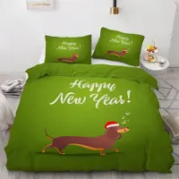 Sonstiges Bettwäsche-Set Dackel 200x200 cm 3-teilig Mikrofaser Wendebettwäsche mit Reißverschluss 2 Kissenbezüge 80x80 cm