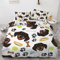 Sonstiges Bettwäsche-Set Dackel 135x200 cm 2-teilig Mikrofaser 3D Motiv mit Reißverschluss