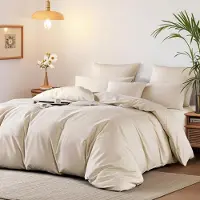 Sonstiges Bettwäsche-Set Baumwolle Mako Satin 200x220 cm Beige 3-teilig