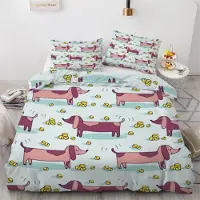 Sonstiges Bettwäsche-Set Dackel 135x200 cm 2-teilig Mikrofaser 3D Motiv mit Reißverschluss