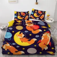 Sonstiges Bettwäsche-Set Sternfuchs 220x240 cm 3-teilig Mikrofaser 3D-Motiv mit Reißverschluss