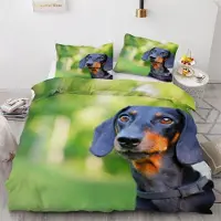 Sonstiges Kinderbettwäsche Dackel 135x200 cm 2teilig Mikrofaser Hunde 3D Motiv Wendebettwäsche mit Reißverschluss Kissenbezug 80x80 cm
