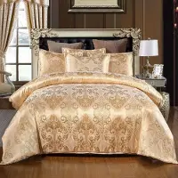 Sonstiges Bettwäsche-Set Satin 220x240 cm 3-teilig mit 2 Kissenbezügen 80x80 cm Vintage Klassiker Stickerei Spitze Europäischer Palaststil Reißverschluss