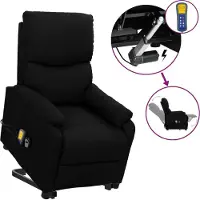 Syfax Massagesessel mit Aufstehhilfe Schwarz Stoff
