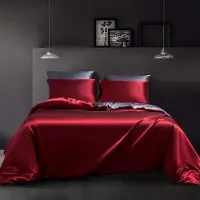 Merkloos Satinsatin-Bettwäsche-Set, 220 x 240 cm, mit 2 Kopfkissenbezügen, reversible, 3-teilig