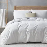 Merkloos Komplettset für Bettdecke, weiß, 200 x 220 cm, bestehend aus einer Bettdeckenbezug und zwei Kopfkissenbezügen (80 x 80 cm), aus Mikrofaser, mit Reißverschluss