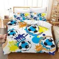 Sonstiges Fußball Bettwäsche Set 220x240 cm Mikrofaser 3D Muster 2 Kissenbezüge 50x75 cm