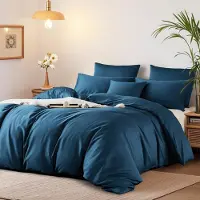 Sonstiges Bettwäsche-Set 155x220 cm Baumwolle Mako Satin Petrol 2 Kissenbezüge 80x80 cm