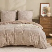 Sonstiges Bettwäsche-Set 155x220 cm Baumwolle Geometrisch Vintage Khaki 2-teilig