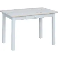 Koma Tools Weißer Tisch mit Schublade aus massivem Kiefernholz mit unlackierter Tischplatte 130 x 70 cm