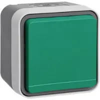 Hager WNC100V Steckdose mit Schutzkontaktstift AP, grüner Klappdeckel, W.1 IP55, grau