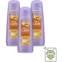Unilever 3 x Andrélon Oil & Care Conditioner für trockenes und krauses Haar 200 ml - Vorratspackung - 3 Stücke