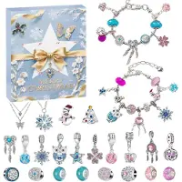 Sonstiges Adventskalender 2026 Kinder Mädchen Schmuck DIY Armbänder Halsketten Blau 24 Füllung