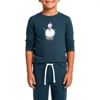 Super.natural - Kid's Snowman L/S - Merinolongsleeve Gr 116 blau