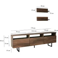 Skye Decor , Onda - Walnut, TV-Einheit, Nussbaum, 100 % MASSIVES KIEFERHOLZ, 170 x 30 x 40 cm
