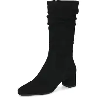 Caprice Stiefel , Damen, Gr. 37, Synthetik Textil, XS-Schaft, schwarz, Veloursleder, Schuhe Stiefel, Blockabsatz, Langschaftstiefel mit slouchy Falten am Schaft