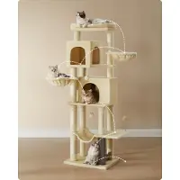 Songmics Kratzbaum groß, XL, mehrstöckiger Katzenbaum mit Höhlen und Liegemulden