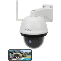 SecuFirst PTZ Überwachungskamera Aussen WLAN, Outdoor Kamera Überwachungs 1080P, Bewegungserkennungsalarm,Nachtsicht, 2-Wege-Audio, Weiß.