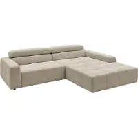 KAWOLA Sofa RENO Ecksofa Feincord beige Longchair rechts