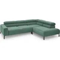 KAWOLA Sofa DELIA Ecksofa Feincord grün Recamiere rechts