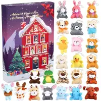 Sonstiges Adventskalender 2026 mit 24 Plüschtier Schlüsselanhängern für Kinder Weihnachten Dekoration