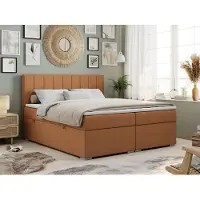 MKS Meble Boxspringbett mit 2 Bettkästen, Matratze und Topper, Polsterbett - ALLY - 160x200cm - Orange - H3