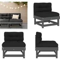 vidaXL Mittelsofa mit Kissen Grau Massivholz Kiefer - Mittelsofa - Mittelsofas - Gartensofa - Outdoor Sofa