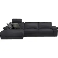 KAWOLA Sofa LOLA Ecksofa XL Leder schwarz mit motorischer Relaxfunktion Recamiere links