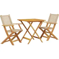 vidaXL 3-tlg. Bistro-Set Beige Poly Rattan und Massivholz