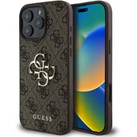 GUESS Apple iPhone 16 Pro Max Hülle - Kunststoff - - Backcover/Hard Case - Braun