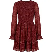 Apricot Minikleid "Chiffonkleid mit Paisleymuster", Damen, Gr. 8, N-Gr, gewebt, rot (burgundy), gewebt, , Modisch, normal, Rundhals, Flügelärmel, Kleider Minikleid, mit elastischem Bund