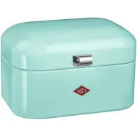 Wesco Brotkasten "Single Grandy - Brotdose", grün (mint), B:26,8cm H:17,5cm L:22cm, Stahlblech, Lebensmittelaufbewahrungsbehälter, Brotkasten, Lüftungslöcher auf der Rückseite, Metallschaniere
