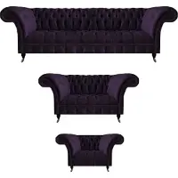 AEA Wohnzimmer Polstermöbel Luxus Set 3tlg Sofas Garnitur Designer Chesterfield