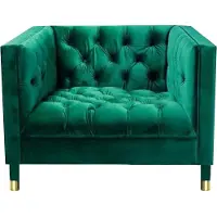 AEA Chesterfield Grün Sessel Luxus Polster Stoff Sitz Modern Wohnzimmer
