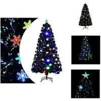 vidaXL Weihnachtsbaum mit LED-Schneeflocken Schwarz 120 cm Fiberoptik - Weihnachtsbäume