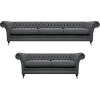 AEA Wohnzimmer Grau Komplett Sofas Luxus Chesterfield Sofagarnitur Textil Möbel
