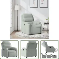 The Living Store Relaxsessel Hellgrau Samt